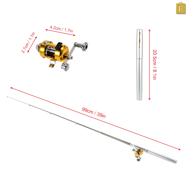 Kit de Pesca Portátil - Vara Telescópica e Carretilha Compacta