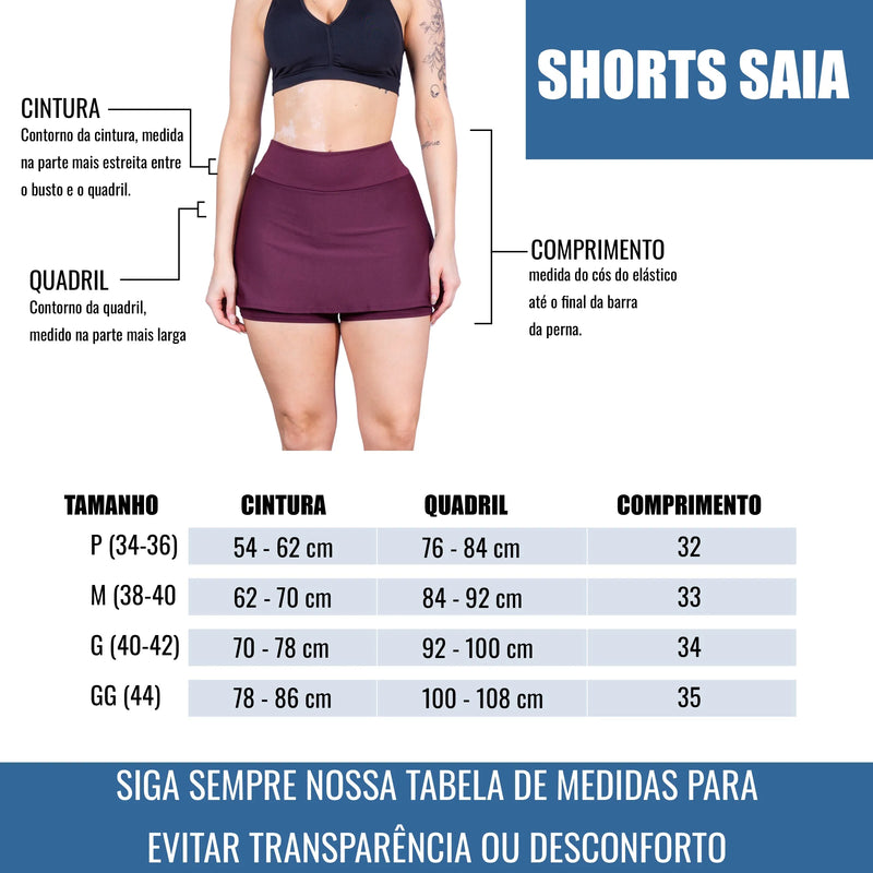 Short Saia Feminino Fitness para Academia ou Crossfit